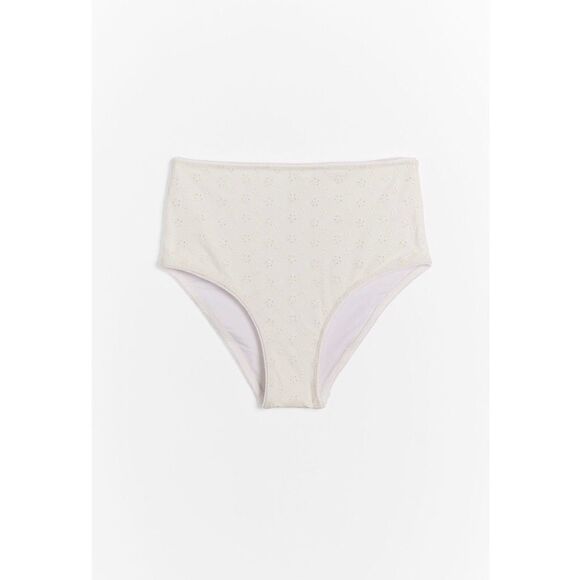 NEW Anthropologie Faithfull Bonnieux White Eyelet High Waist Bikini Bottom Small